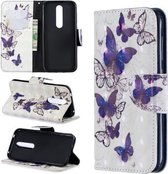 3D Gekleurde Tekening Horizontale Flip Leren Case met Houder & Kaartsleuven & Portemonnee Voor Nokia 4.2 (Vlinders)