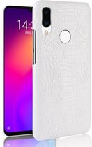 Schokbestendige krokodiltextuur pc + PU-hoes voor Meizu Note 9 (wit)