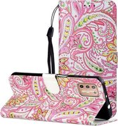 Voor Motorola Moto G9 Plus Olie Reliëf Gekleurd Tekening Patroon Horizontaal Flip PU Leren Case met Houder & Kaartsleuven & Portemonnee (Peperbloem)