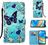 Voor Xiaomi Redmi Note 9S Schilderen Horizontale Flip Leren Case met Houder & Kaartsleuf & Portemonnee & Lanyard (Hart Vlinder)