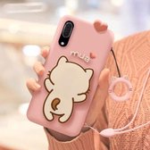 Volledig pakket anti-vallen siliconen hoesje voor Huawei P20 （Little White Cat） (roze)