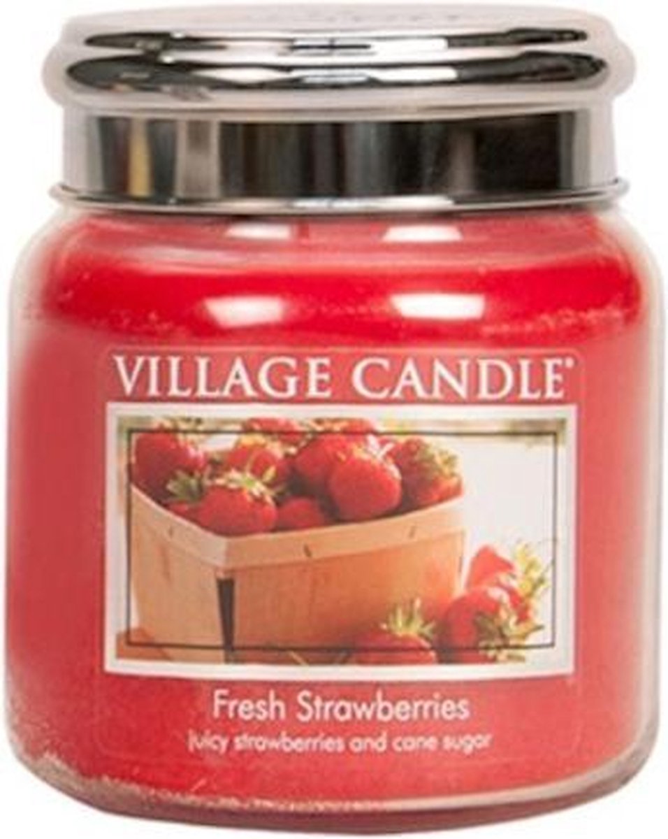 village candle Kaars Fresh Strawberries 9,5 X 11 Cm Wax Rood