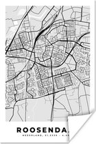 Poster Stadskaart - Roosendaal - Grijs - Wit - 80x120 cm - Plattegrond