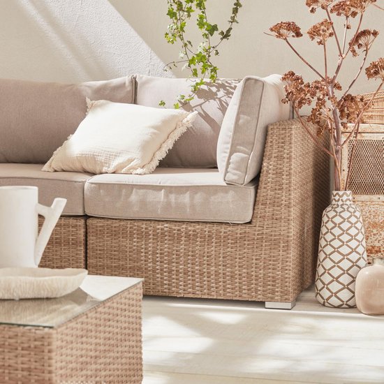 Premium loungeset - VITTORIA - rond wicker– 5 plaatsen, naturel/beige |  bol.com