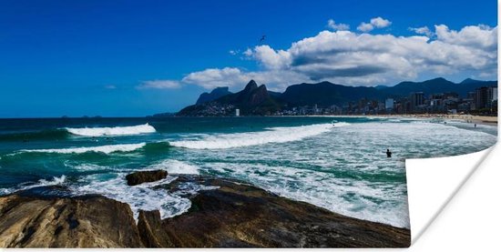 Poster Panorma van het beroemde strand Ipanema in Brazilië - 40x20 cm