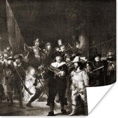 Poster De Nachtwacht in zwart-wit - Schilderij van Rembrandt van Rijn - 100x100 cm XXL