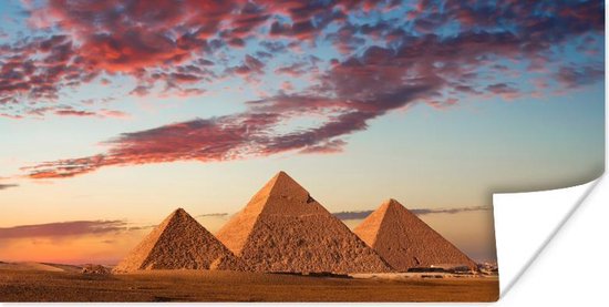 Poster Piramides in Egypte tijdens zonsondergang - 120x60 cm