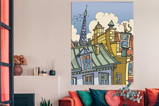 Poster Paris Skyline 120x80 cm - Tirage photo sur Poster (décoration murale  salon /