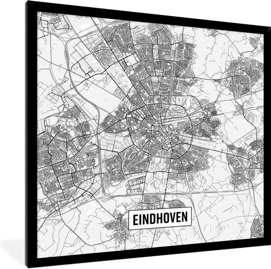 Fotolijst incl. Poster Stadskaart Eindhoven 40x40 cm Posterlijst Plattegrond