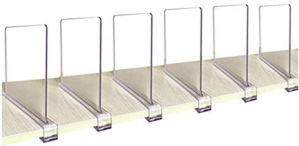 6-delig Set Kastplankverdelers Acryl en Hout voor Slimme Opslag