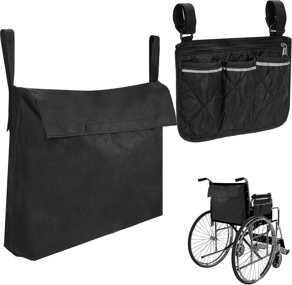 Rolstoelzak Oxford 48x42x9 cm - Stevige Opbergzak voor Rolstoel en Looprek