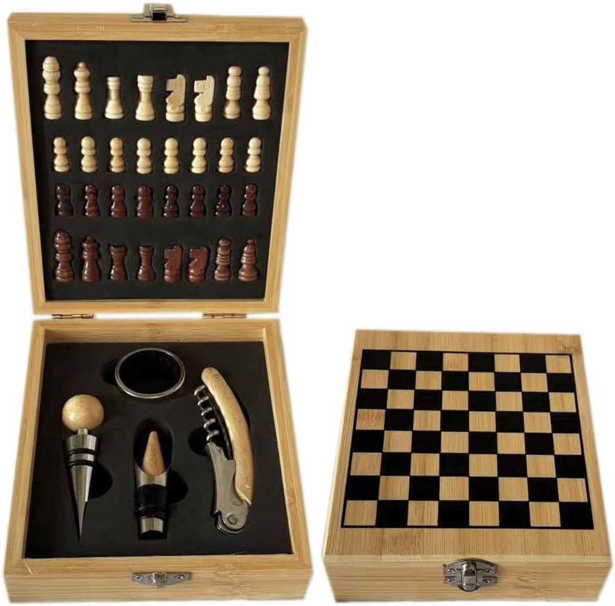 Wijnaccessoires set met kurkentrekker, flesopener, vacuüm sluiting en beluchter