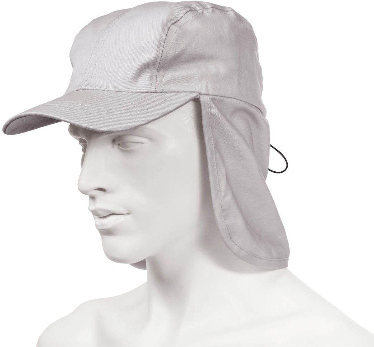 Pet met nekbescherming - Baseball cap - Petten - Verstelbaar - Met elastische sluiting - One size - Katoen - Grijs