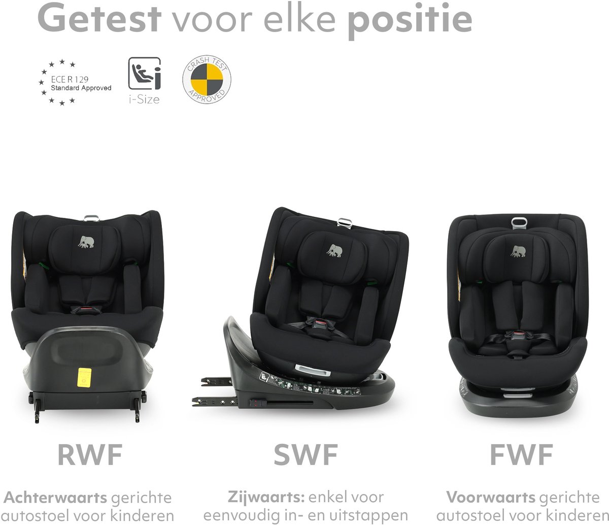 Deryan Cassie Luxe I-size Autostoel - Groep 0-1-2-3 - Isofix - 360° draaibaar - Zwart – foto 7