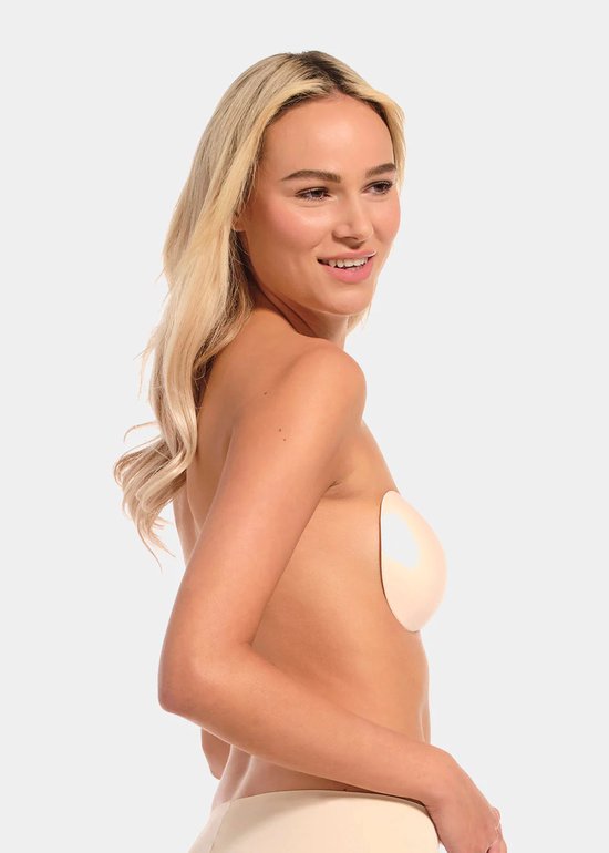 Plak bh - Plack bh push up - Zelfklevende bh - Plak beha- Beige - Maat B - MAGIC Bodyfashion Backless Beauty Beha - Strapless bh - Bh accessoires - Bh zonder bandjes - Bh voor open rug