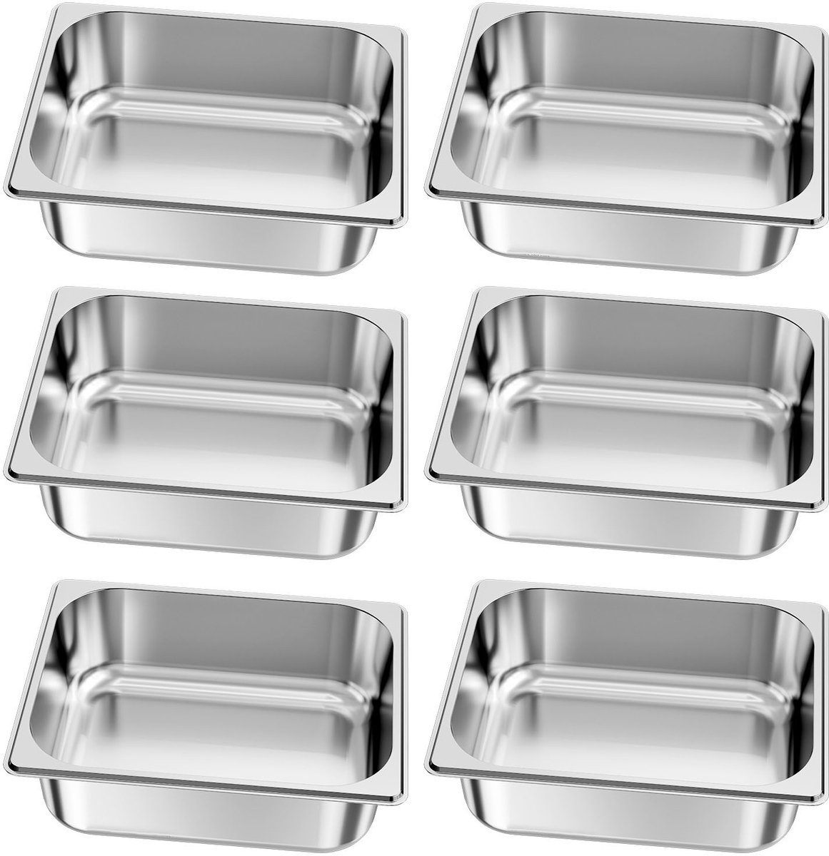 RVS Gastronormbak 1/2 Maat Voedselcontainer 6-Pack 6l voor Buffet