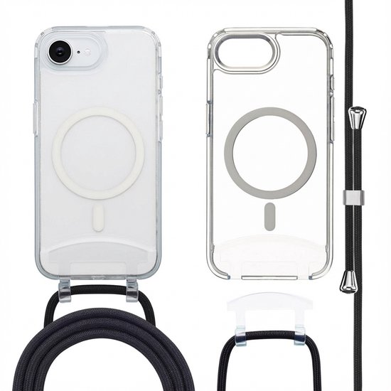 imoshion Hoesje - Geschikt voor iPhone 17e / 16e - geschikt voor MagSafe Backcover met afneembaar koord - Transparant