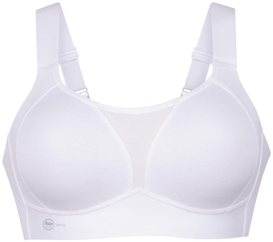 Witte Anita Active sportbeha met gedetailleerde mesh cups en brede bandjes.