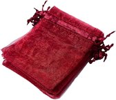 Prigta - Organza Zakjes Bordeaux Rood 7 x 9 cm - 50 stuks - Luxe Cadeauzakjes - Herbruikbaar - Voor Sieraden, Bedankjes & Kerst - Satijnen Trekkoord