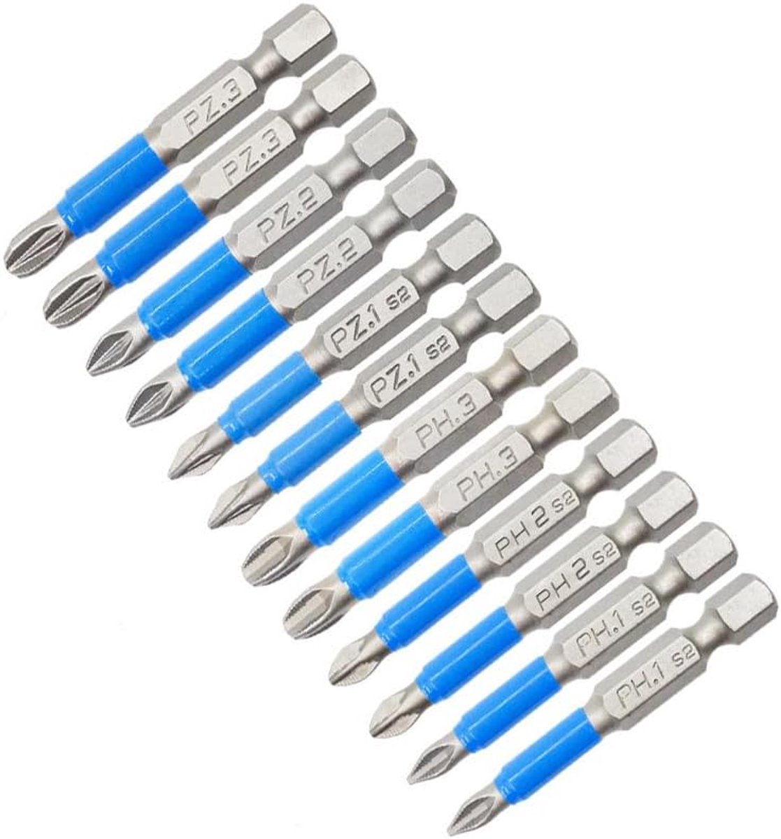 12pcs Magnetische Schroevendraaier Set - Stalen Elektrische Schroef Bits PZ1 - PZ2 - PZ3 - PH1 - PH2 - PH3