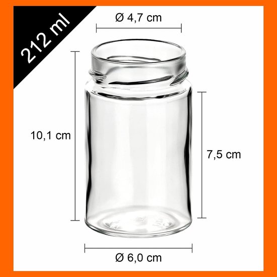 gouveo set van 24 weckpotten 580 ml classic met schroefdeksel geblokt rood BlueSeal - voorraadpotten met schroefdop TO82 - lege jampotten, weckpotten, weckpotten