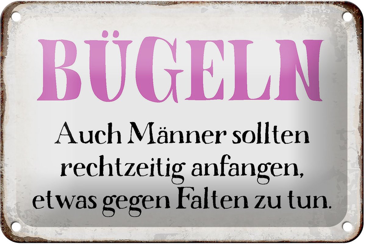 Blechschild Spruch 18x12cm Bügeln auch Männer sollten