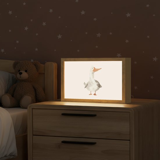 Nachtlampje 30x20 cm - Kinder lampje - Gans - Eend - Boerderij - Dieren - Tafellamp kinderkamer - Slaapkamer lamp - Bedlamp kinderen - Kinderlampje stopcontact - Wandlamp babykamer - Nachtlampjes van Merkloos — afbeelding 2