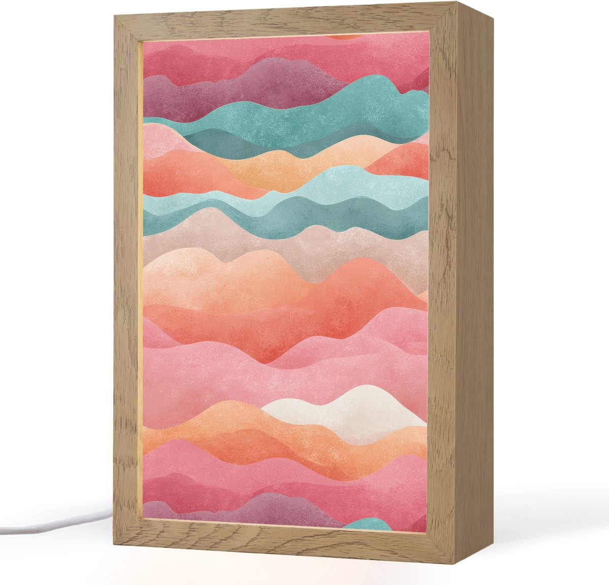 Nachtlampje 20x30 cm - Kinder lampje - Golven - Kleurrijk - Abstract - Tafellamp kinderkam