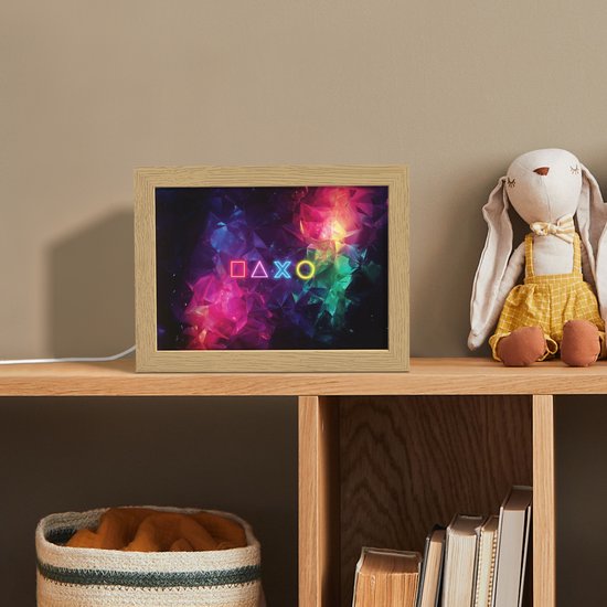 Nachtlampje 20x15 cm - Kinder lamp - Playstation - Kleurrijk - Abstract - Neon - Tafellamp kinderkamer - Slaapkamer lamp - Bedlamp kinderen - Kinderlampje stopcontact - Wandlamp babykamer - Nachtlampjes van Merkloos — afbeelding 3