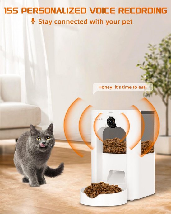 PUPPY KITTY Automatische kattenvoerautomaat, 2,4 G wifi voerdispenser voor katten, app-verbinding met 10 seconden opname, 304 roestvrij stalen kom,1-10 maaltijden per dag, 3 l (zwart PUPPY KITTY Automatische kattenvoerautomaat, 2,4 G wifi voerdispenser voor katten, app-verbinding met 10 seconden opname, 304 roestvrij stalen kom,1-10 maaltijden per dag, 3 l (zwart
