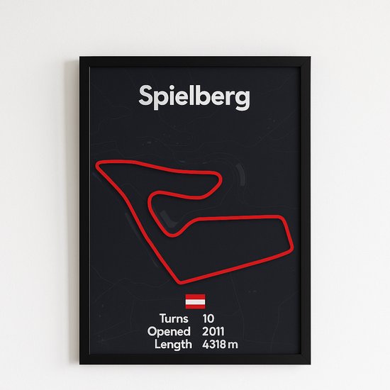 Circuit Oostenrijk 3D Schilderij – Wanddecoratie – Racebaan Poster – Ring Oostenrijk – Diepte Effect – 23x32 cm – Inclusief Lijst & Standaard