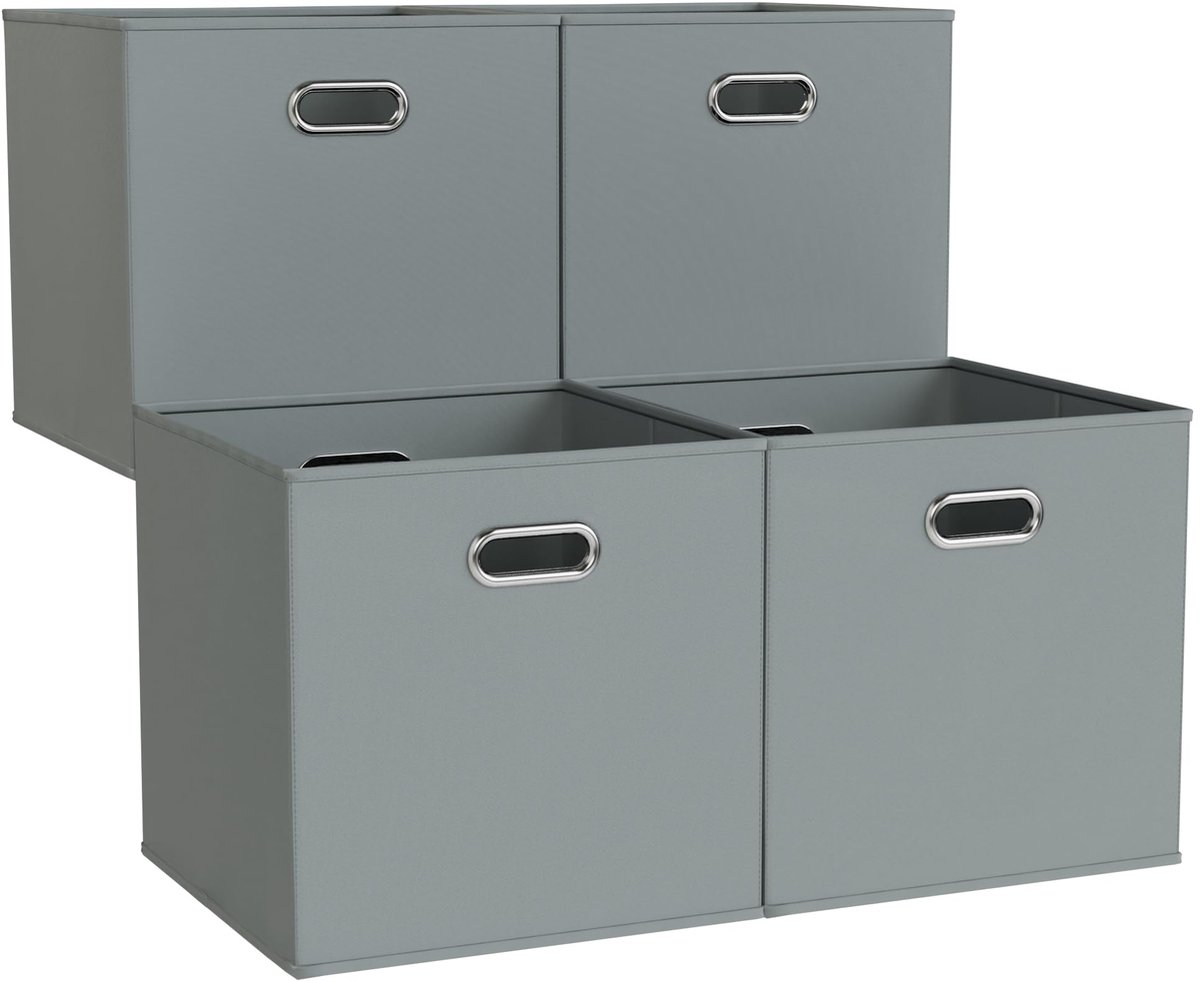 Unyqoos® Set van 4 multifunctionele opvouwbare opbergkubussen met handgrepen