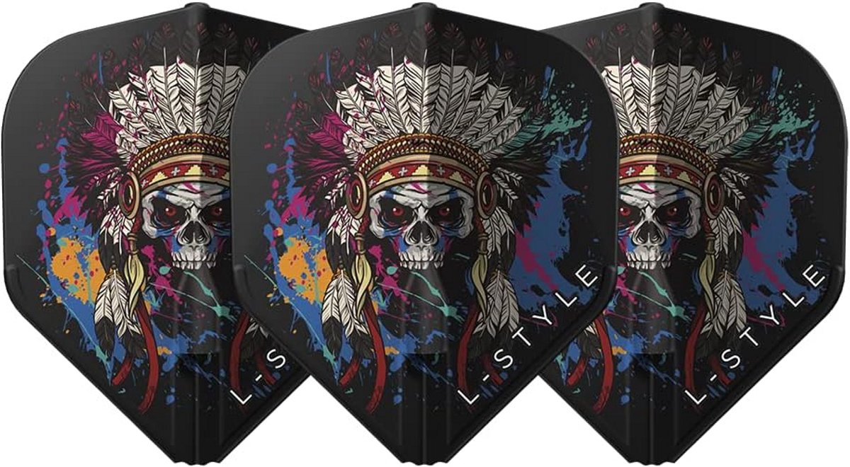 Dart Pijlen Flights EZ L1 Chief Skull Zwart voor Dartpijlen