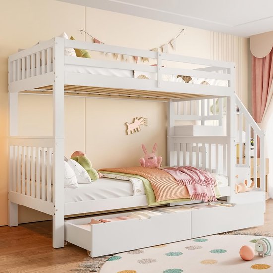 Ifanskids super coole laag boomhut bed 90x200 beits wit