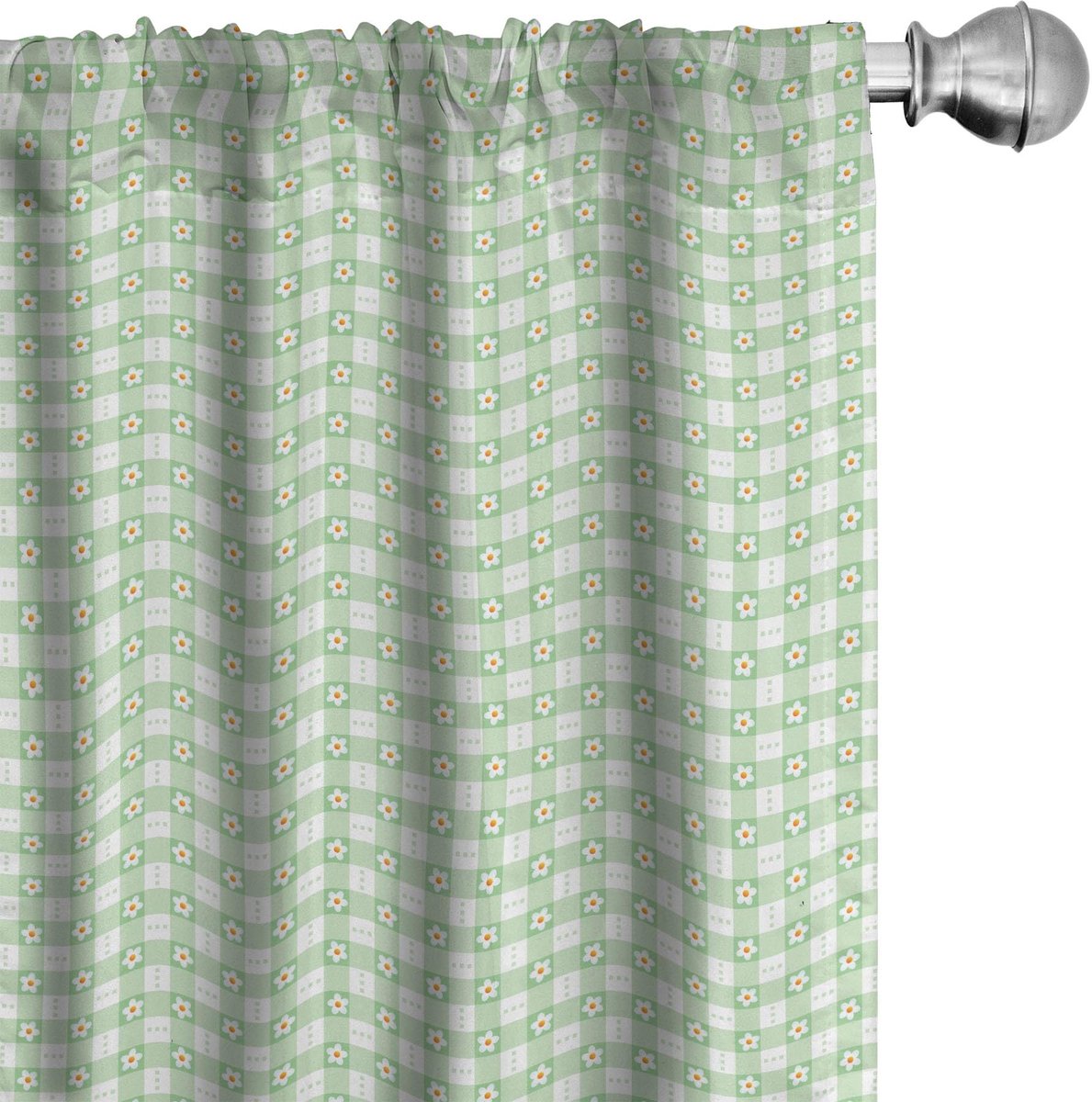 ABAKUHAUS Abstracte Gordijnen – Daisy Bloemen – mintgroen, 2x75x175 cm – microvezel