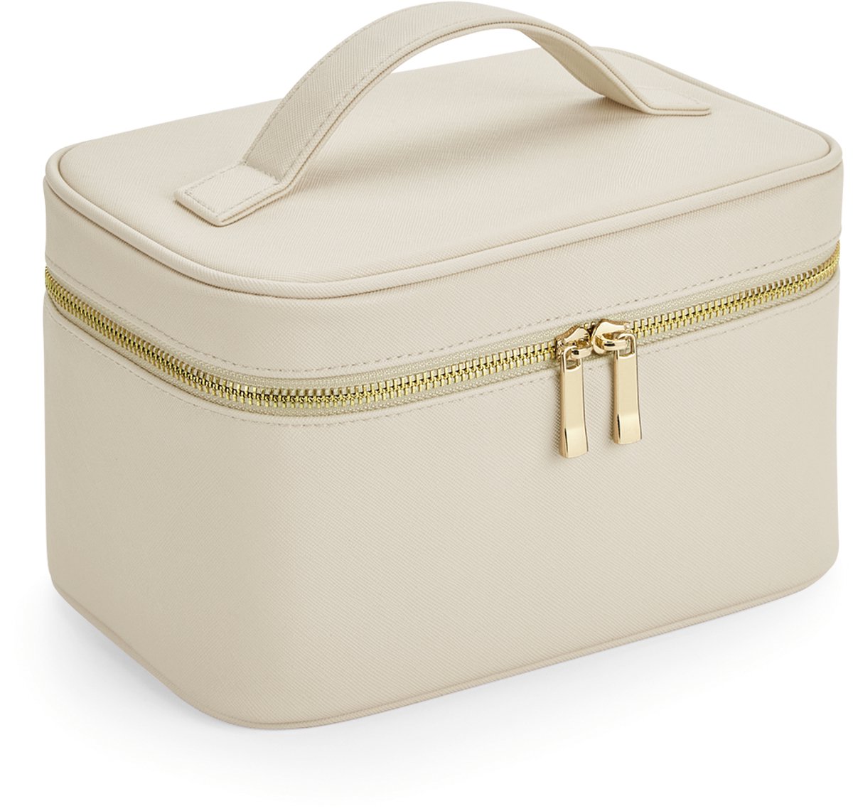 Make-up Case Collectie – Harde Make-up Tas – 4 Liter – Ritsvakken – Luxe PU Afwerking – Beige – 23×15×14 cm