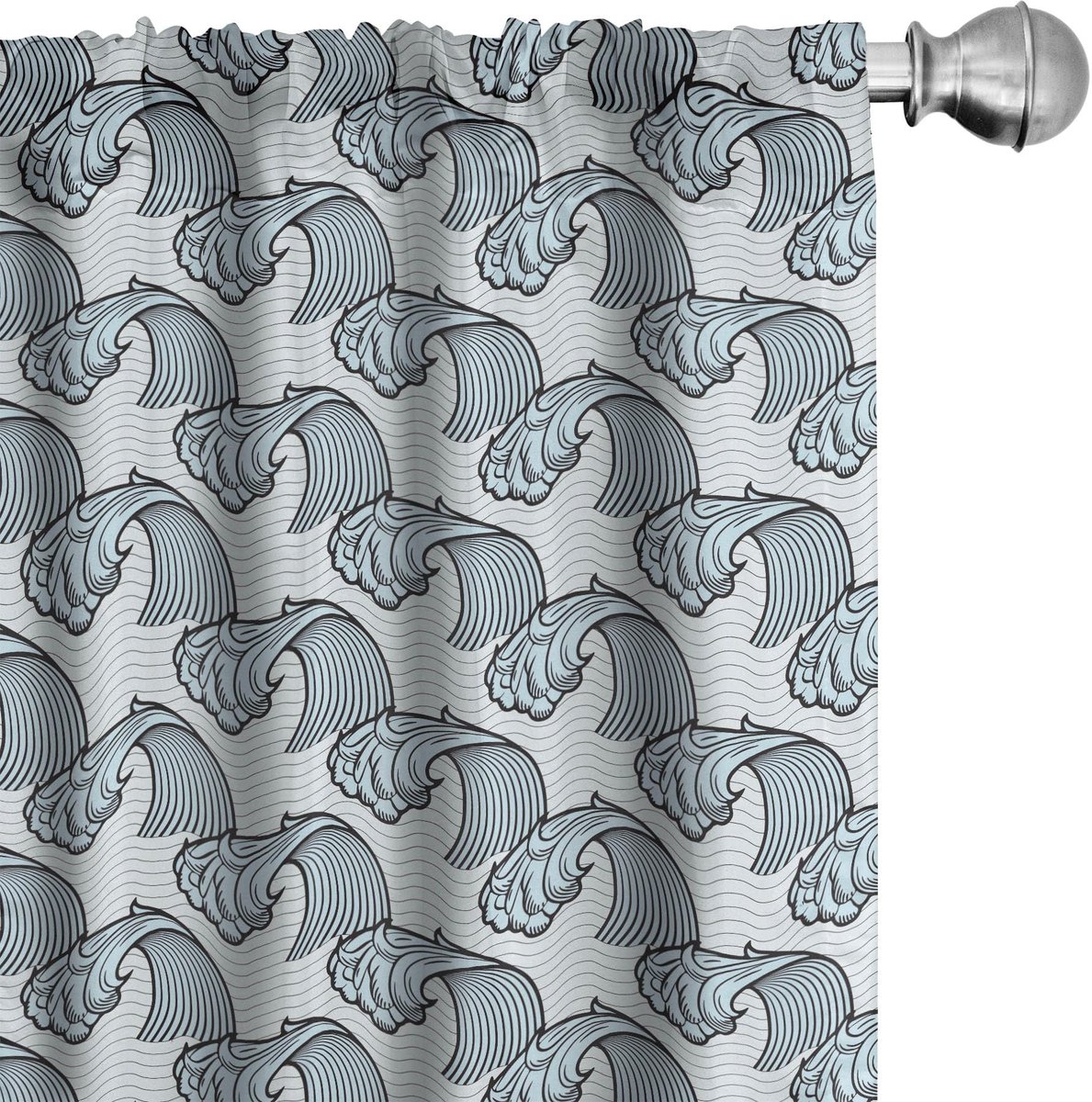 ABAKUHAUS Wellen Gordijnen – 2x75x175 cm – microvezel – babyblauw
