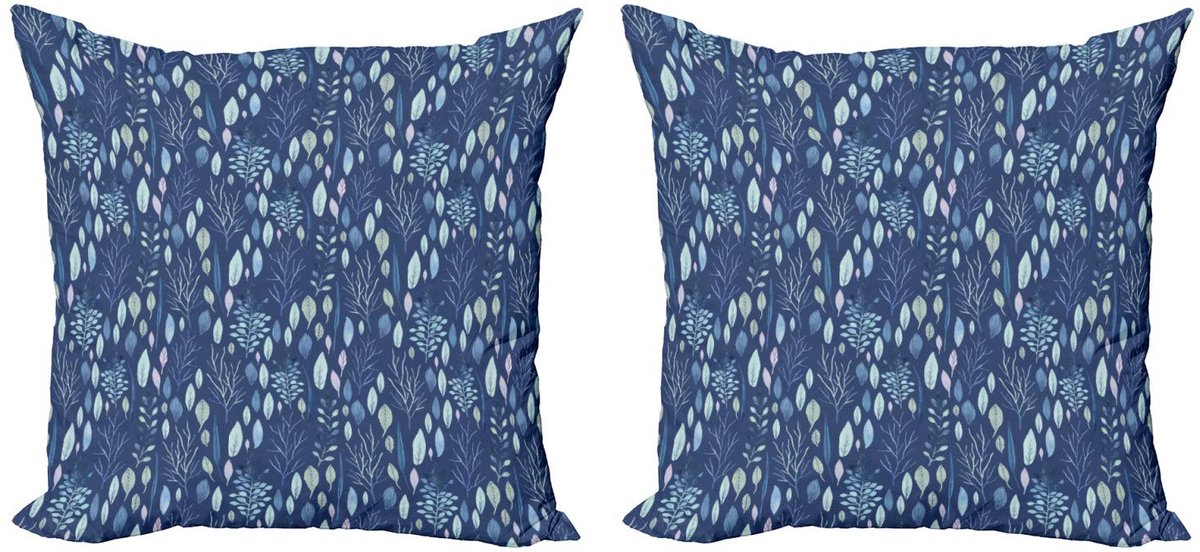 ABAKUHAUS Blauw Kussenhoes Set – 2x50x50 cm – Digitaaldruk – Microvezel