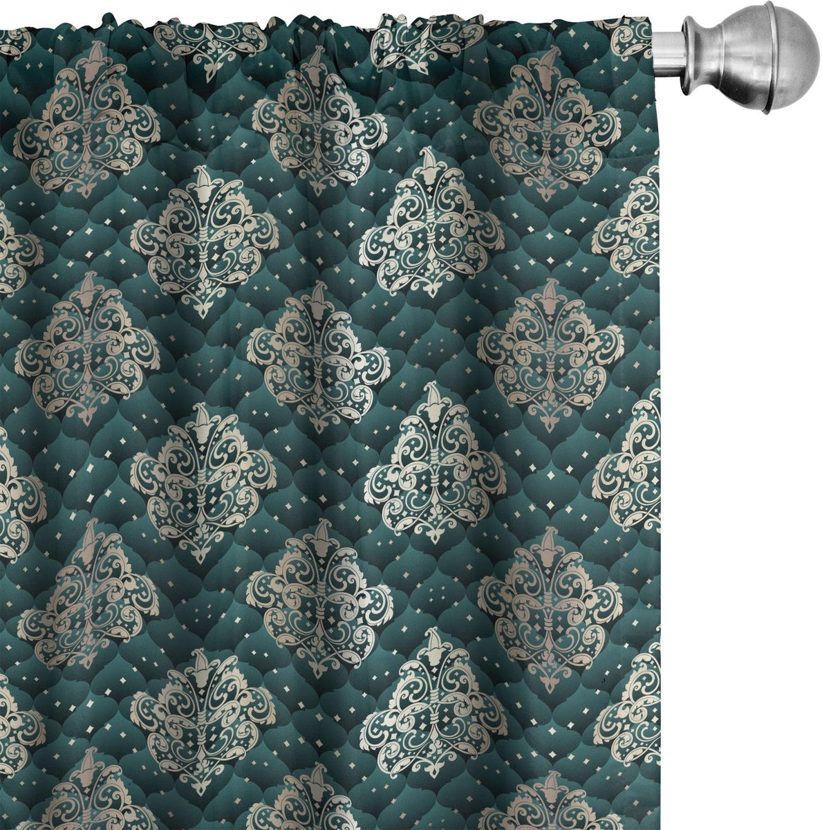 ABAKUHAUS Damastgordijn – 2x75x175 cm – microvezel – donker teal Dunkler Teal Eggshell