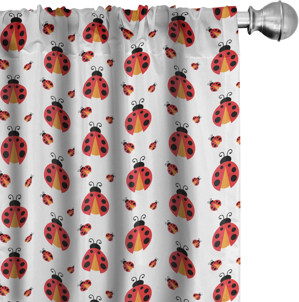 ABAKUHAUS Lieveheersbeestjes gordijnen – 2×75×175 cm – microvezel – vermiljoen Vermilion oranje
