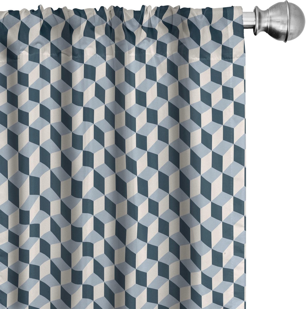ABAKUHAUS Voorhangen – 2x75x225 cm – 100% Mikrofaser – Geometrisch Blauw