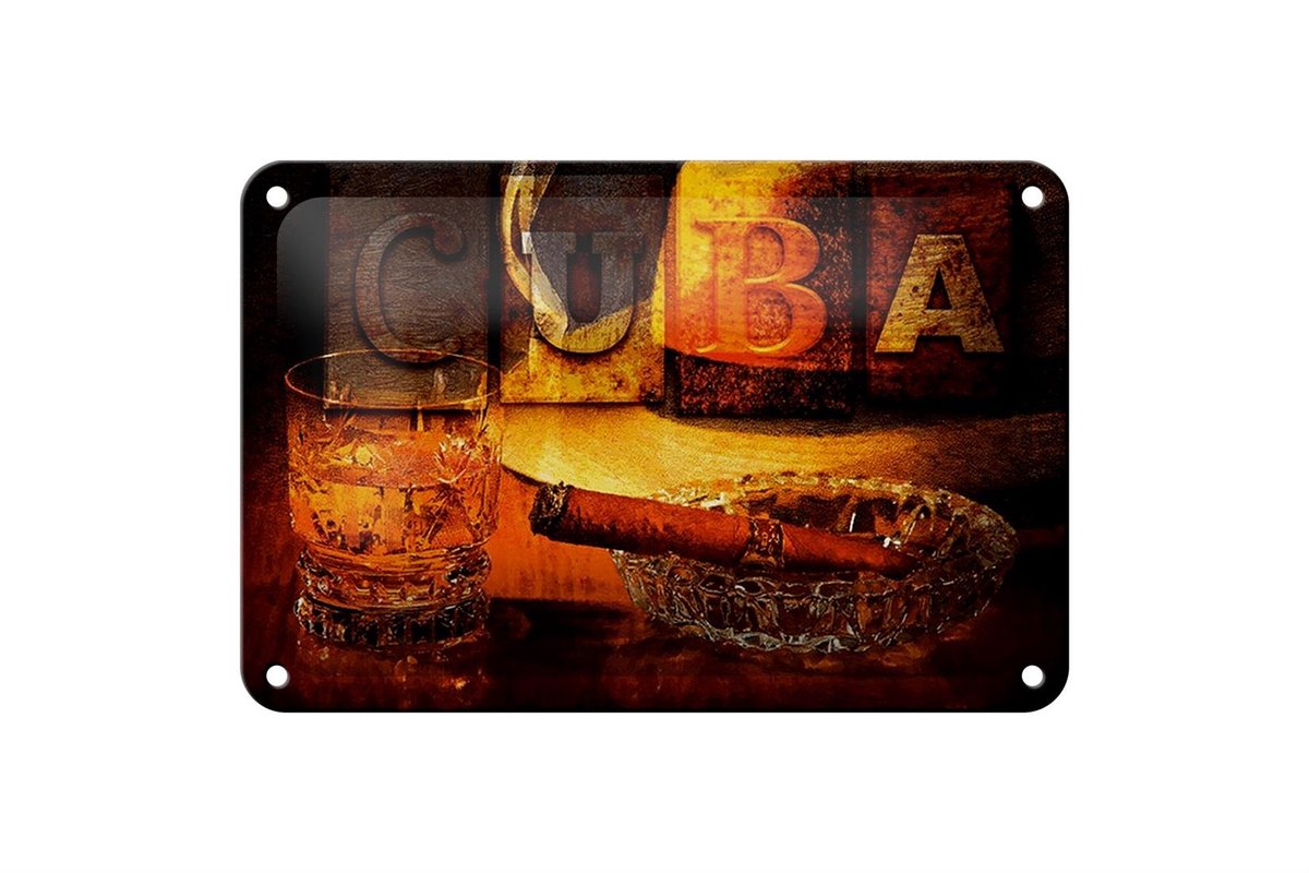 Blechschild Spruch 18x12cm Cuba Zigarre Rum Havanna