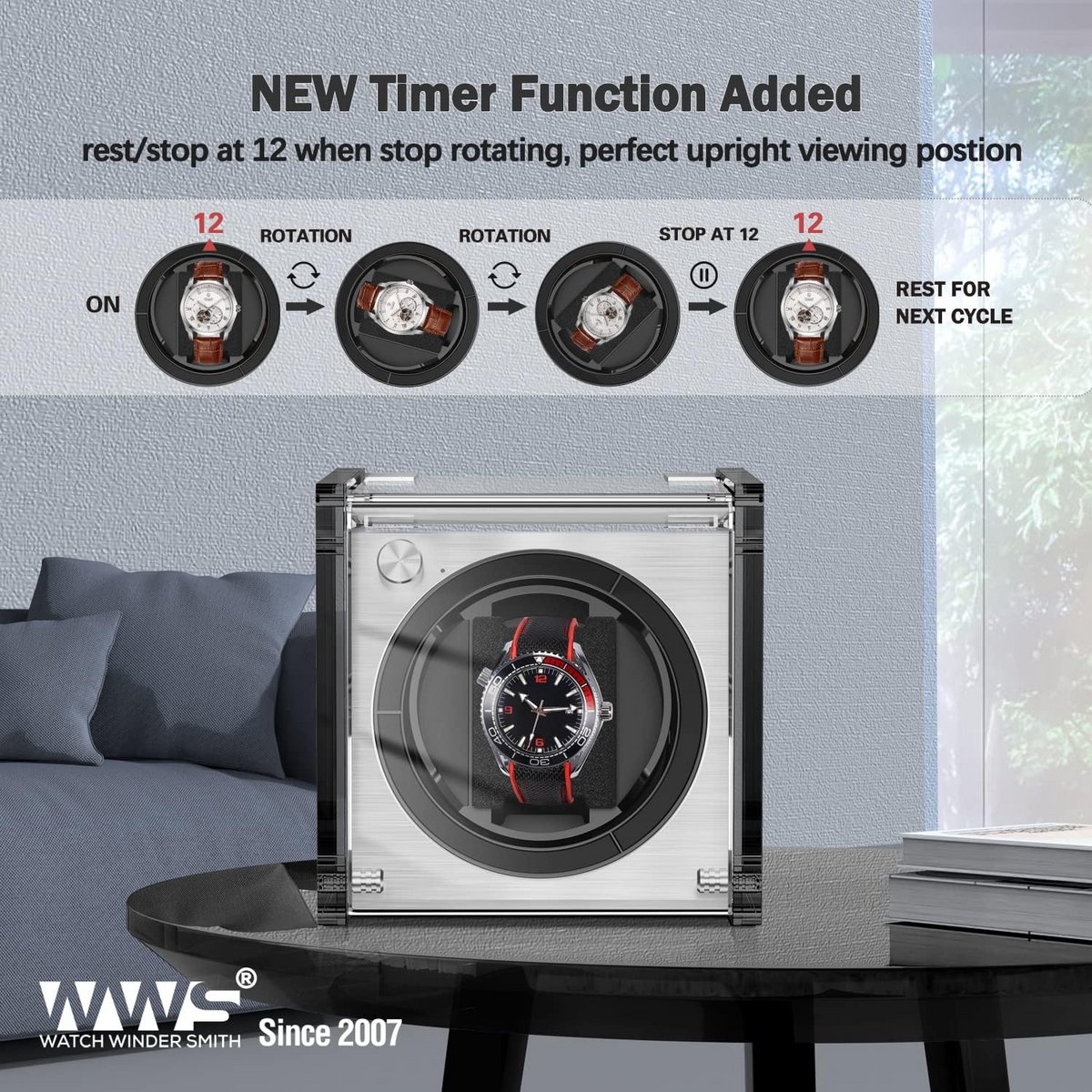 Luxe Horloge Oplader voor Automatische Horloges - Stille Motor PE Handwerk - Geschikt voor 1 Horloge