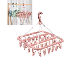2 Pack Drying Clothesline 32 Peg Airer for Underwear Sock Pants -Bra Lingerie Camping Caravan Travel Wardrobe - Windproof Drying Rack with Clips