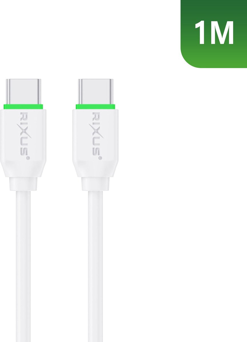 Rixus RXUC18C Fast Charging USB-C To USB-C Cable White