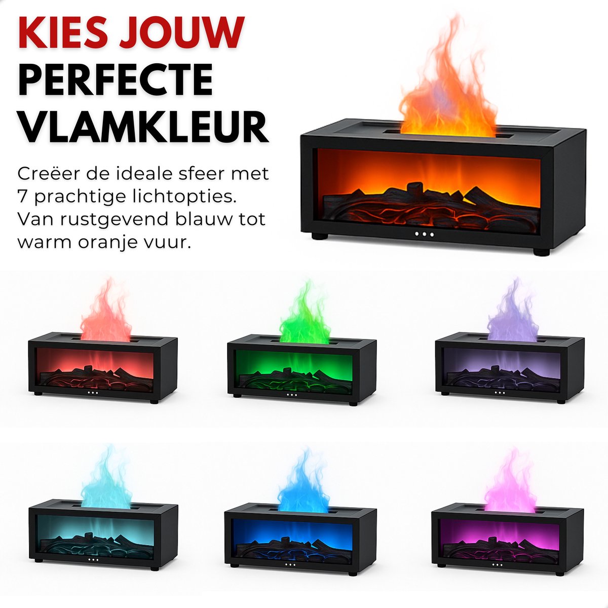 Boncy® Fireplace Aroma Diffuser – Luchtbevochtiger Aromadiffusers met 9 Licht-opties & Afstandsbediening – Geurverspreider Vernevelaar – Aromatherapie Aromadiffusers - Geschikt voor etherische olie - Verdamper Verstuiver — cadeau in Wonen & Interieur - foto 2
