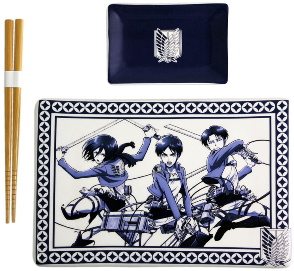 Attack on Titan Ceramic Sushi Set with Chopsticks