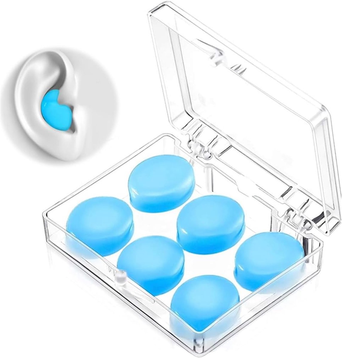 6 Pairs Soft Silicone Oordopjes - Herbruikbaar voor Slapen - Werken - Zwemmen - Geluidsisolatie - Blauwe Earbuds
