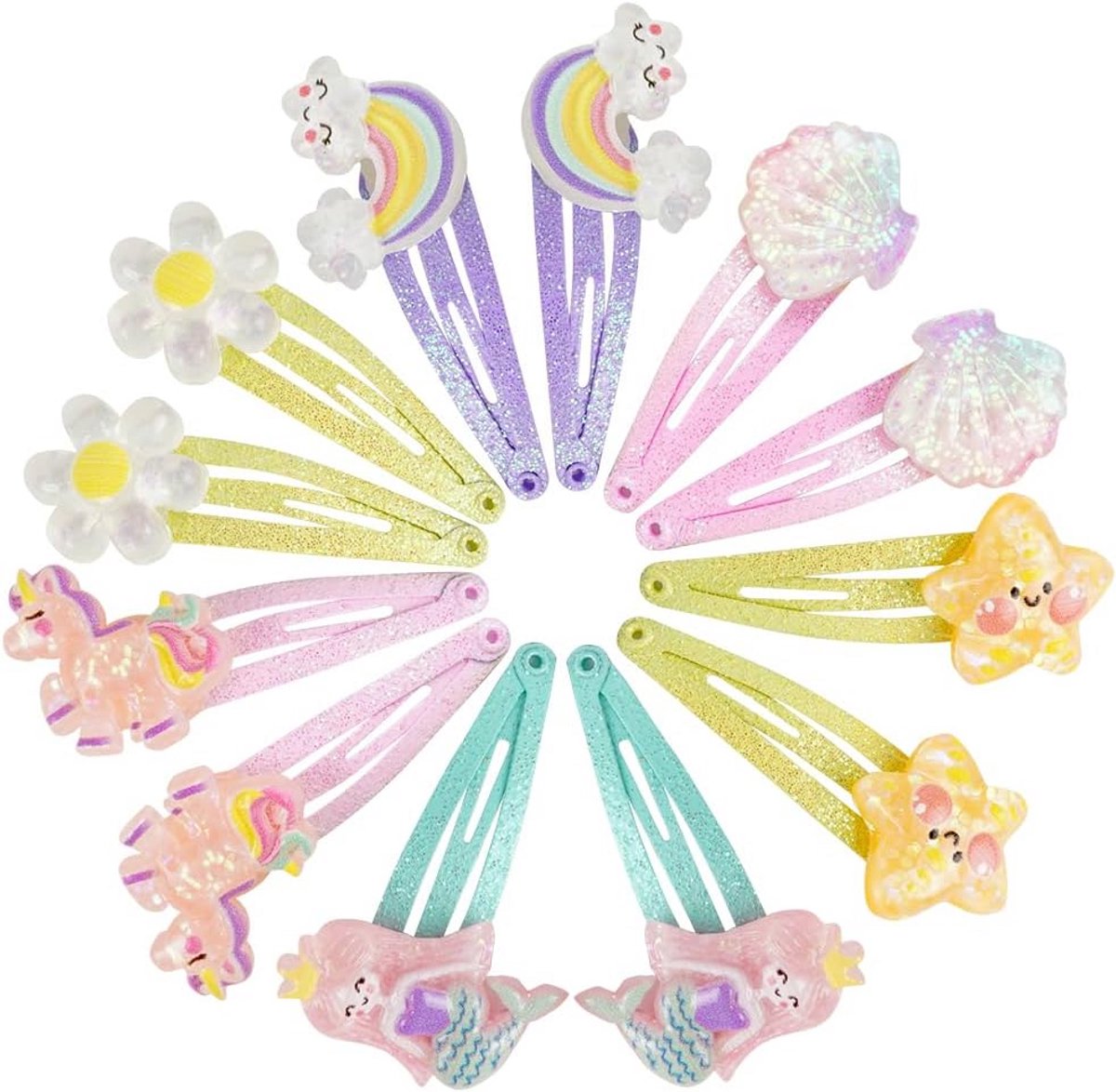 12 Stuks Haarspelden en Clips voor Meisjes - Zeemeermin Thema Haaraccessoires