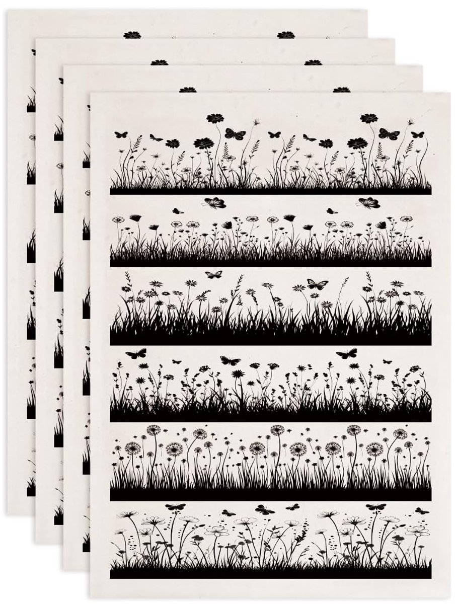 4 Onderglazuurstickers weilanden en bloemen voor aardewerk wilde bloemen keramische stickers waterstickers